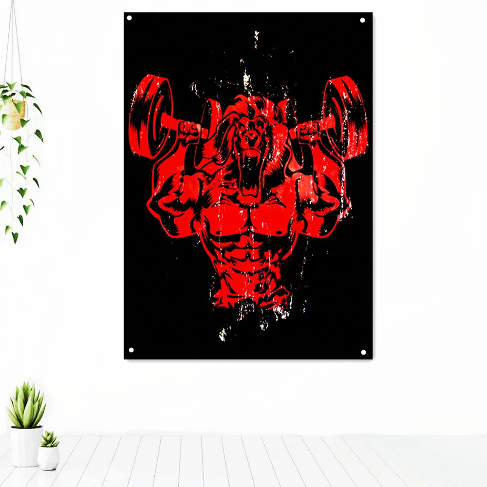 

Muscle Beast Workout Motivational Poster Tapestry Wall Art Fitness Bodybuilding Exercise Banner Flag Stickers Gym Decoration