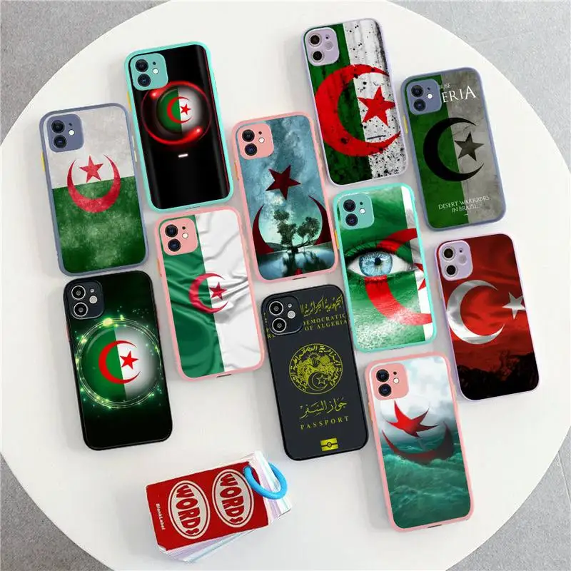 

Algerian Algeria Passport Phone Case for iPhone 14 11 12 13 Mini Pro Max 8 7 Plus X XR XS MAX Translucent Matte Cover