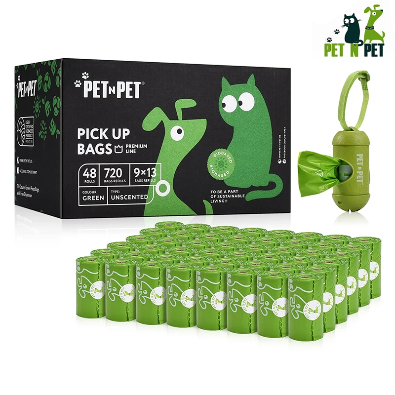 

Биоразлагаемые гигиенические пакеты для выгула собак и кошек, экологически чистые, плотность 15 микрон, 24/48 рулонов 360/720 штук по 15 штук в руло...