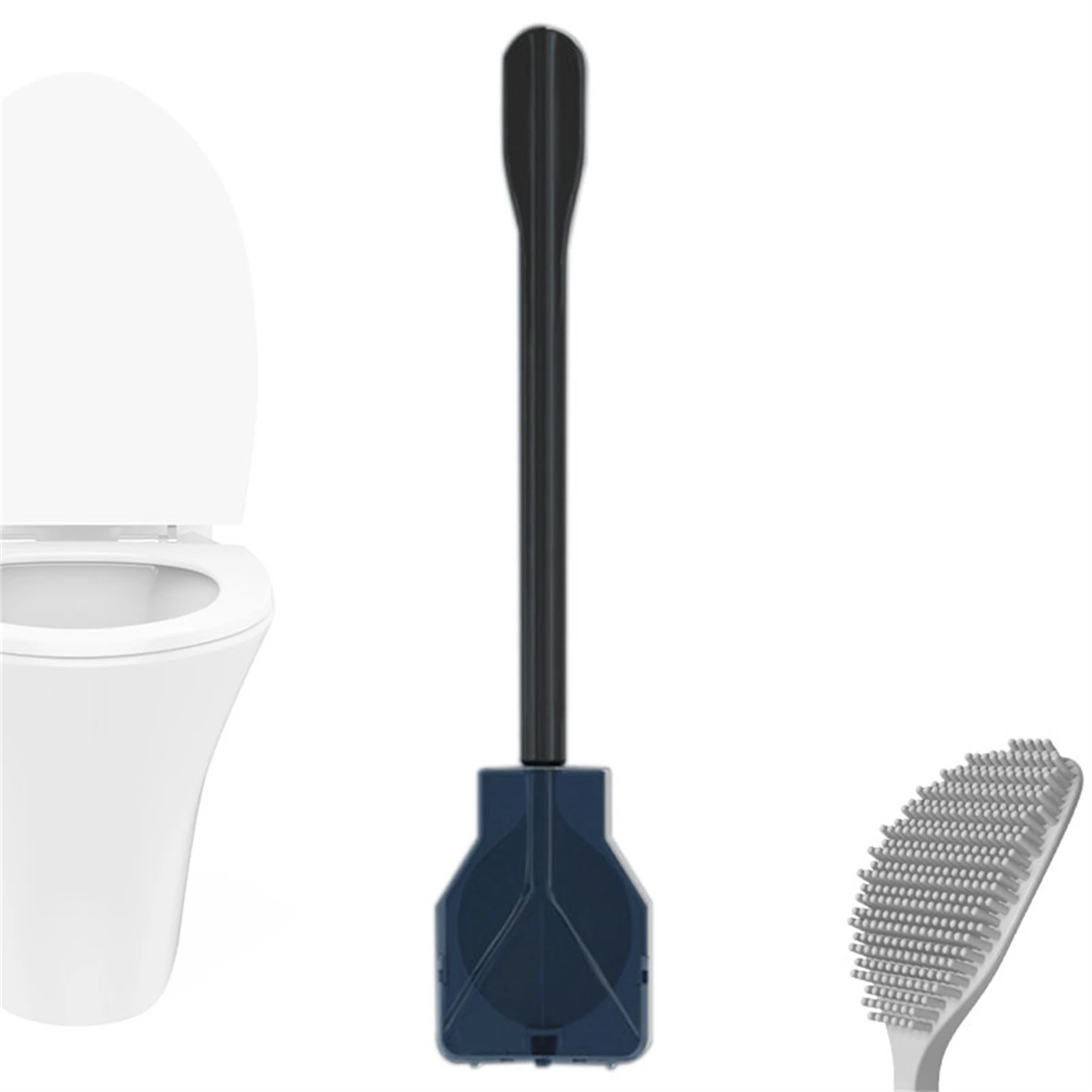 

Silicone Toilet Brush Wall Mounted Flat Head Wc Gap Cleaning Soft Bristles Brush Corner Cleaner Automatic Opening And Closing