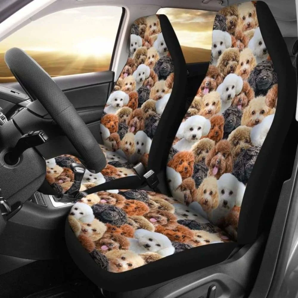 

Poodle Full Face Car Seat Covers,Pack of 2 Universal Front Seat Protective Cover