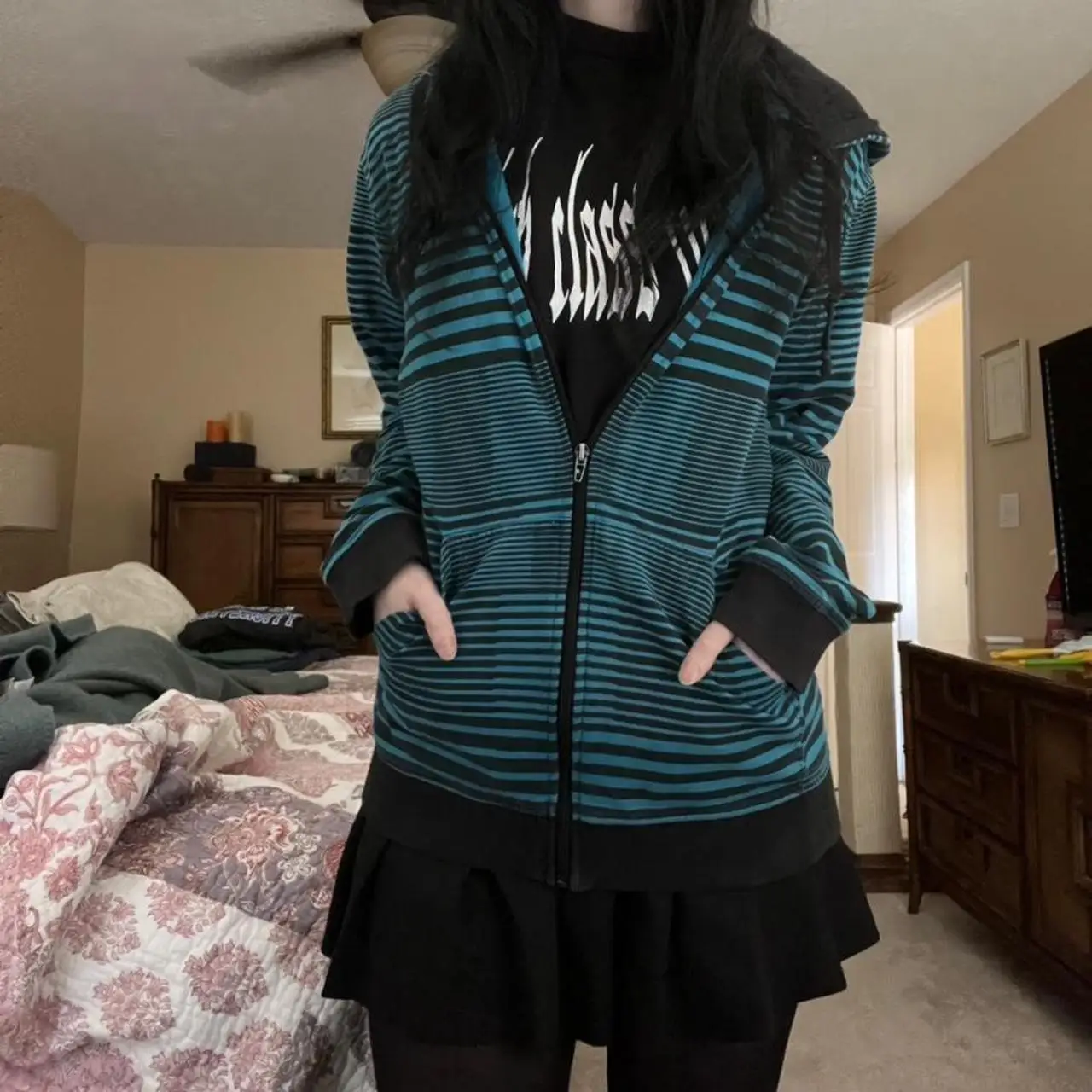 

Y2k Толстовка с принтом в полоску, свитшот, винтажные топы на молнии с длинным рукавом, готические с карманами, ретро, Женские повседневные футболки 1920-х годов