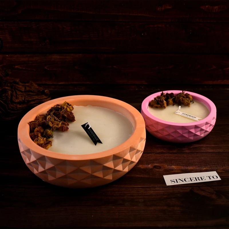 Большая круглая миска для хранения геометрический узор бетонный цветочный