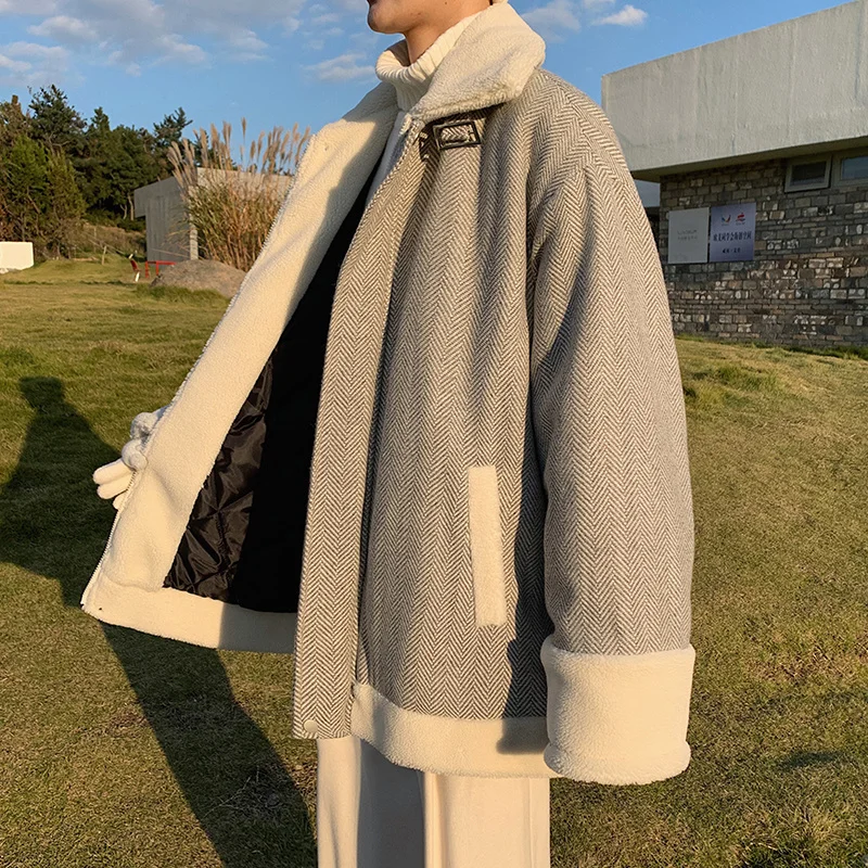 Winter Jacket Men Warm Fashion Retro Thickened Lamb Hair Jacket Men Streetwear Korean Loose Short Coat Mens Thick Jackets Coat