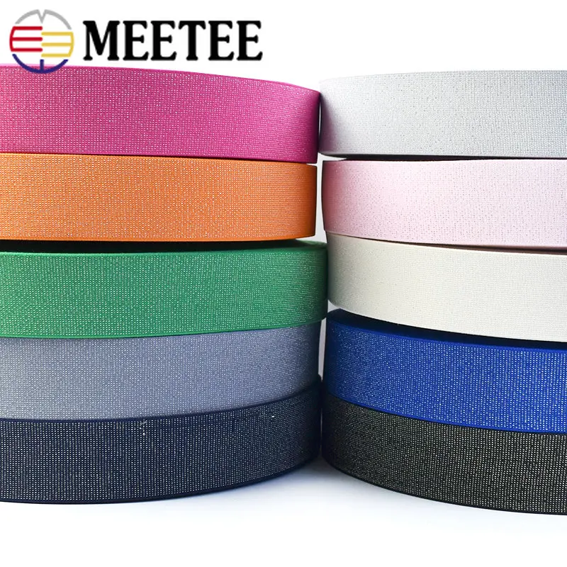 

Meetee 5/10Meter Silver Silk Elastic Band 40mm Strech Rubber Bands Elastics Strap Waistband Clothes Skirt DIY Sewing Accessories