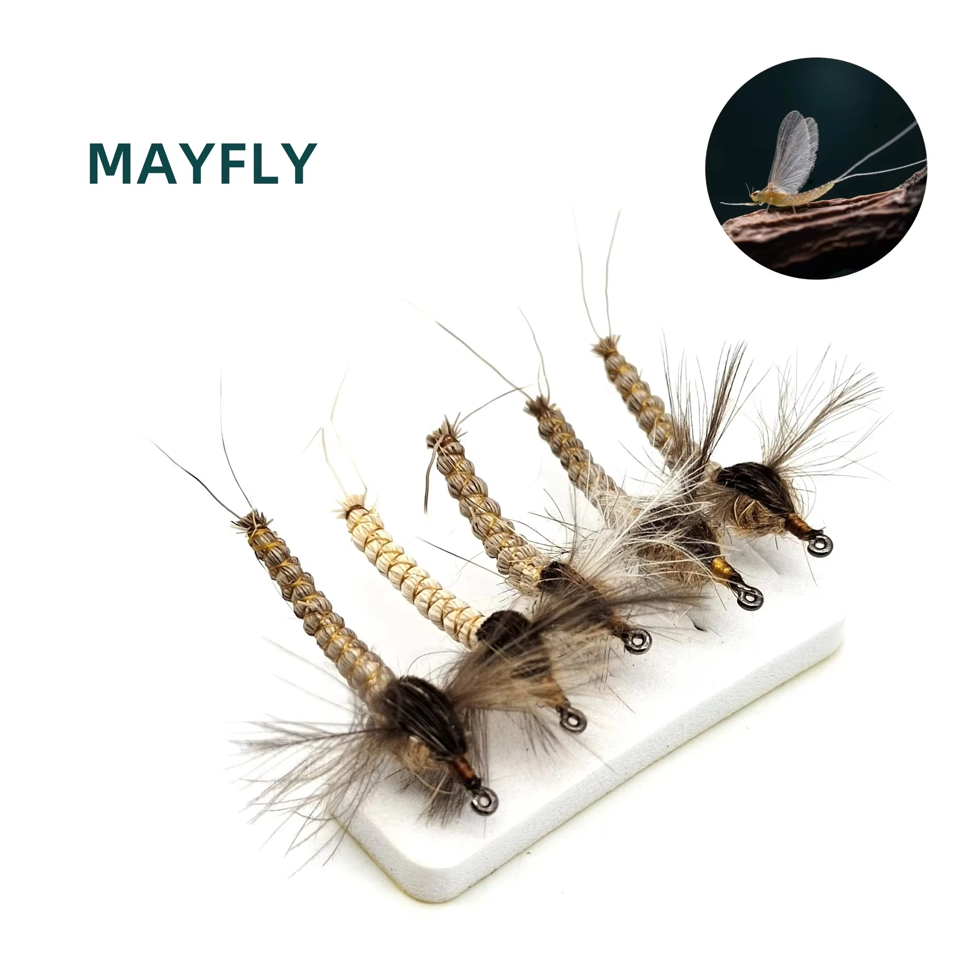 Фото 3шт CDC Feather Wing Mayfly # 10 # 12 # 14 сухих мушек для ловли нахлыстом, крючок для вязания мушек из оленьей шерсти для реки, форели, окуня, лосося №4