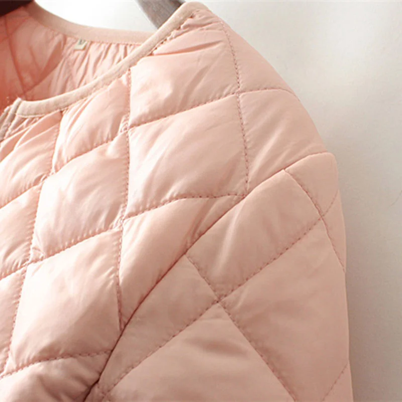 New Women's Short Coat Autumn/Winter Warm Zipper Coat Fashion Solid Color Slim Fit Comfortable Simple Lightweight Quilted Jacket