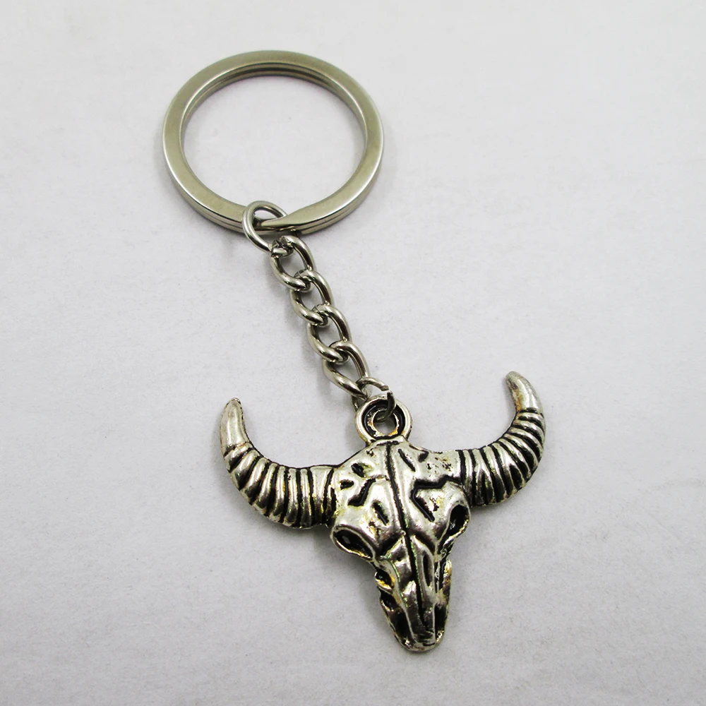 3 шт./лот античный серебряный брелок с подвеской в виде черепа крупного рогатого скота 36x28 мм брелок с лучшей оборкой, подарок на день рождения, брелок с подвеской