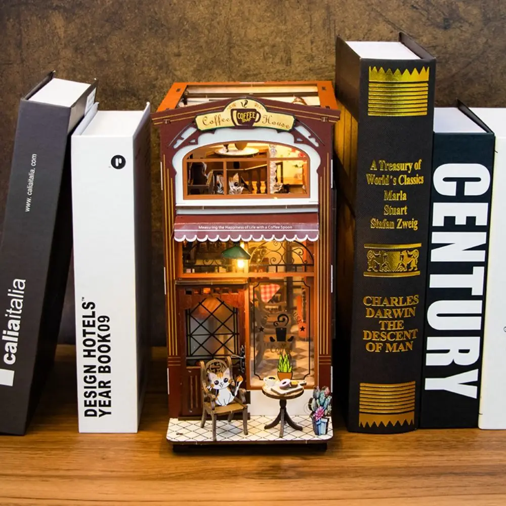 Кофейный домик сборная модель игрушки 3D со светодиодной подсветкой деревянный