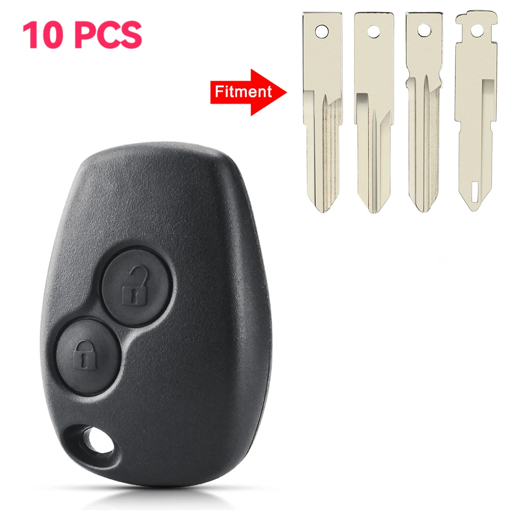 

KEYYOU 10 шт./лот без лезвия, 2 кнопки, чехол для дистанционного ключа автомобиля, чехол для Renault Dacia Modus Clio 3 Twingo Kangoo 2