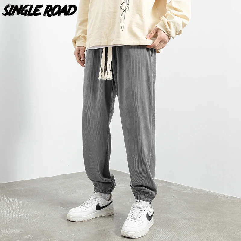 

Single Road Mens Baggy Pants Men 2022 Corduroy Daily Casual Joggers Male Vintage Trousers Sweatpants Home Tie Leg Sports Pants