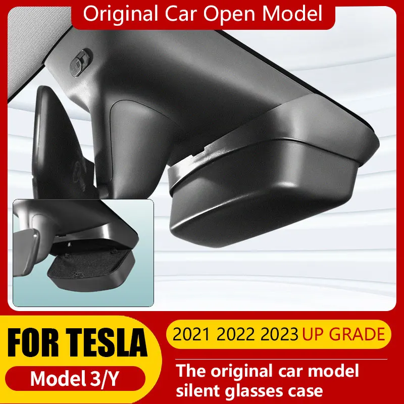 

For Tesla Model 3 Y Glasses Case Silence Flocked Sunglasses Organizer Storage Box Eyeglasses Holder Tray 2021-2023 Accessories