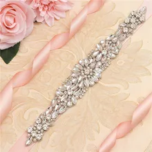 MissRDress – ceinture de mariée avec strass argentés, en cristal clair, perles, fleur, JK892