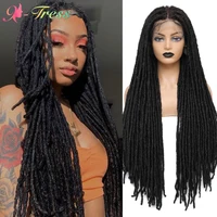 Faux Locs Braided 13X4 Synthetic Lace Frontal Wigs for Women X-TRESS Long Straight Dreadlocks Crochet Hair Free Part Lace Wig