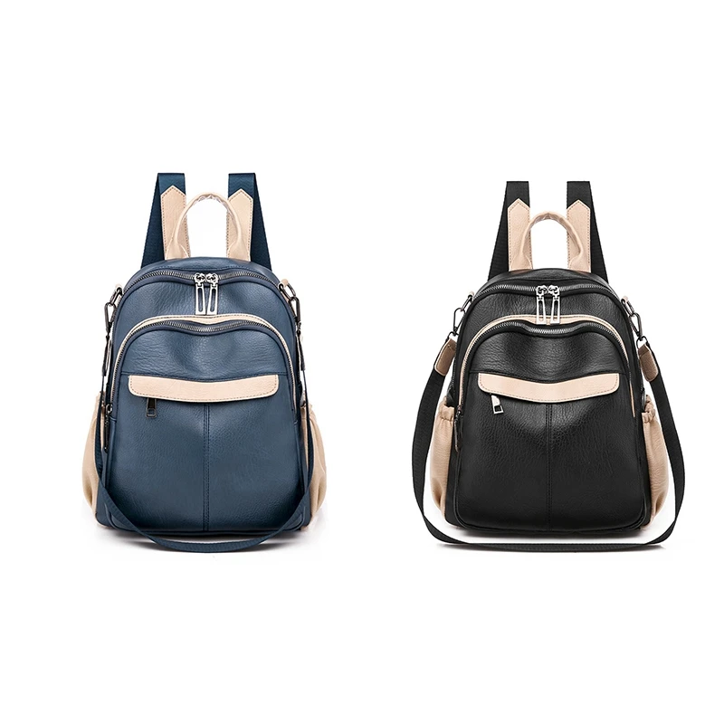 

Hot Kf-Female Bag Backpack Korean Version PU Fashion Leisure Dual-Use All-Match Messenger Single Shoulder Travel Backpack