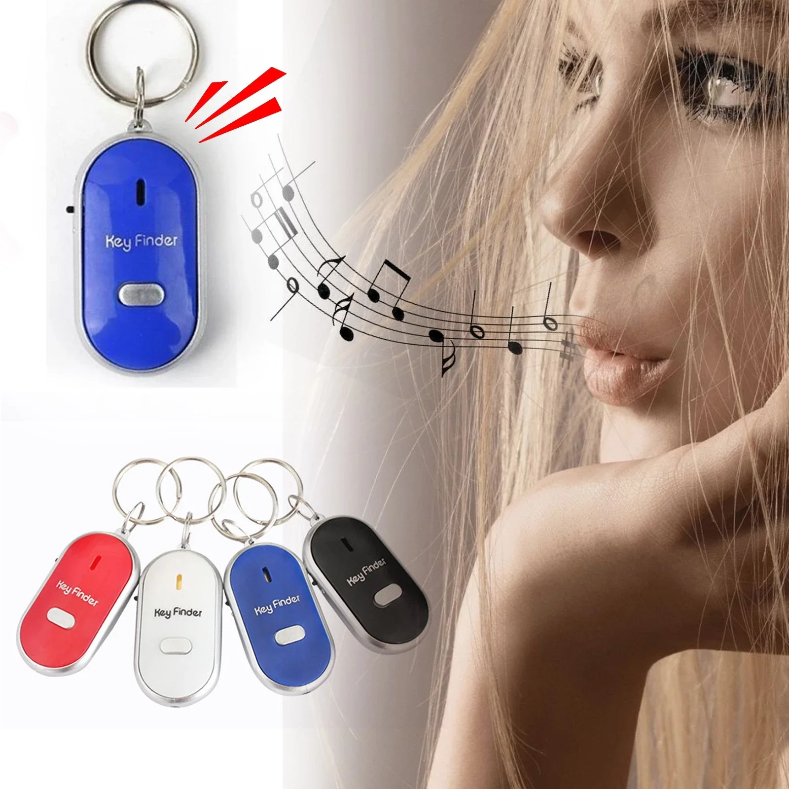 

Smart Anti Lost Key Finder Whistle Alarm Wallet Pet Tracker Flashing Beeping Remote Locator Keychain Tracer KeyFinder
