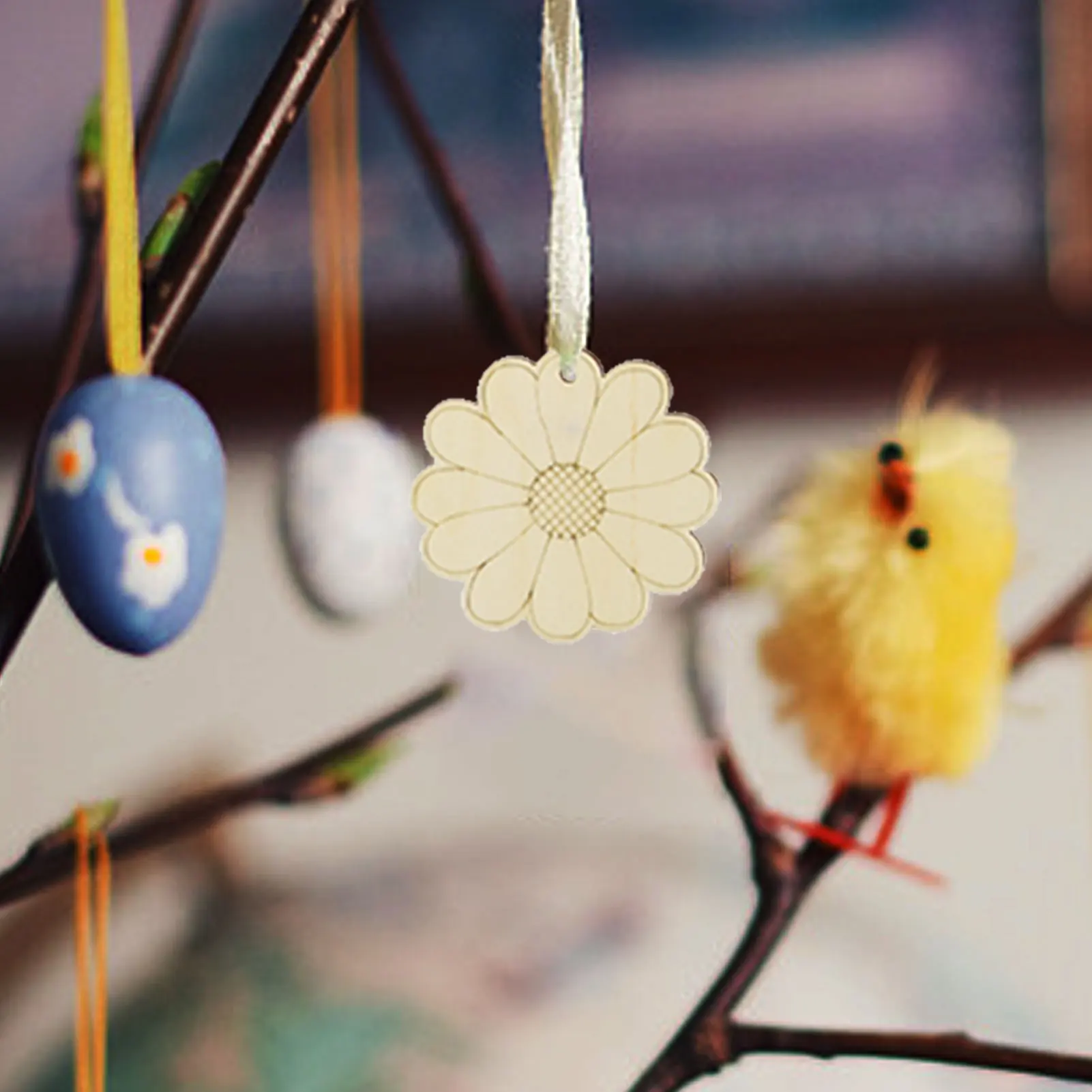 

Unfinished Wood Easter Ornaments DIY Art Crafts Wooden With Twine Cutouts Wood Slices Hangings Tags Decor Enhance Manipulation