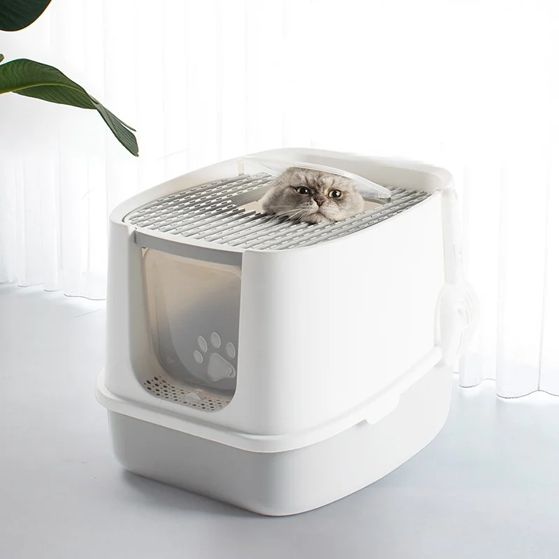 

Fully Closed Splash Proof Cat Toilet Odor Proof Pet Cleaning Supplies Anti With Cat litter Oversize Space Cat Litter Box
