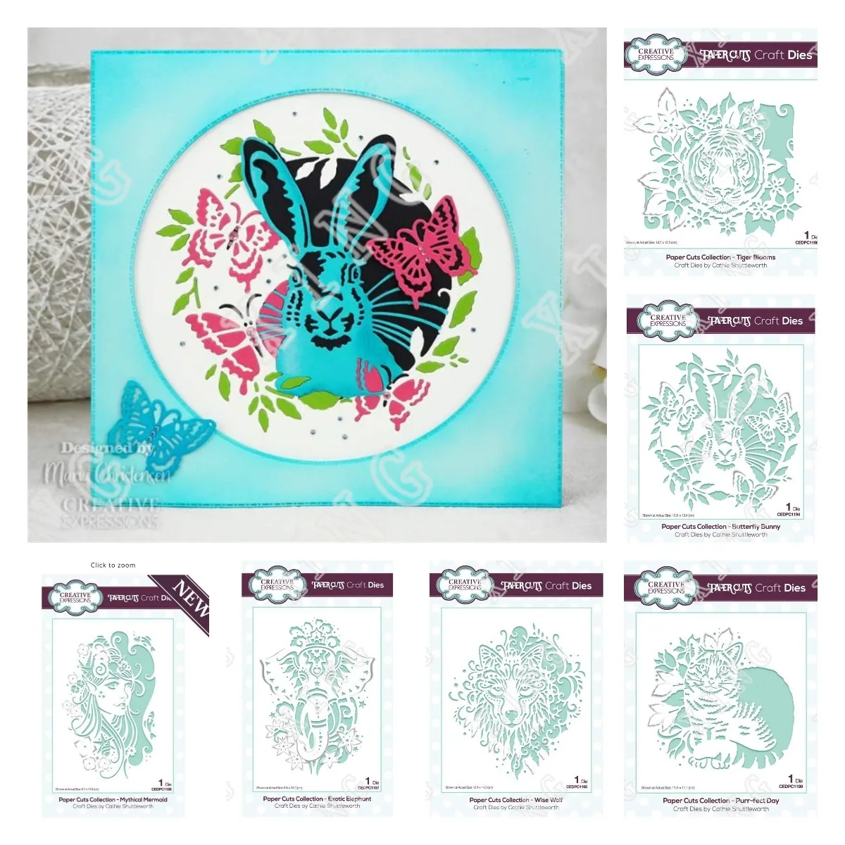 

2022 New Tiger Elephant Mermaid Wolf Butterfly Bunny Metal Cutting Dies Scrapbook Diary Decoration Stencil Embossing Template
