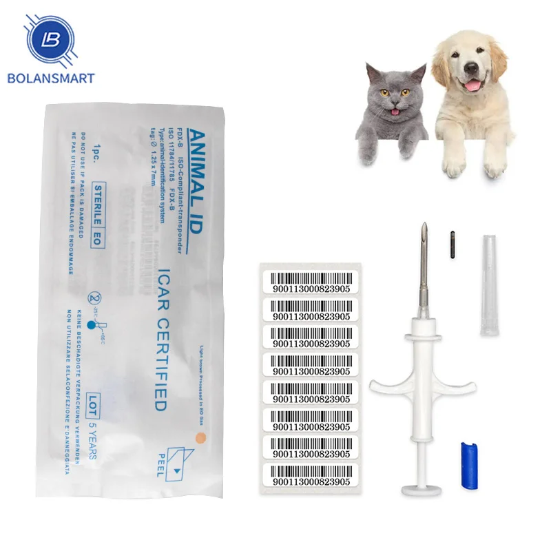 

20pcs 11784 FDX-B 2.12x12mm Microchip Animal Syringe ID Implant Pet Chip Needle Vet RFID Injector PIT Tag For Dog Cat Rabbit