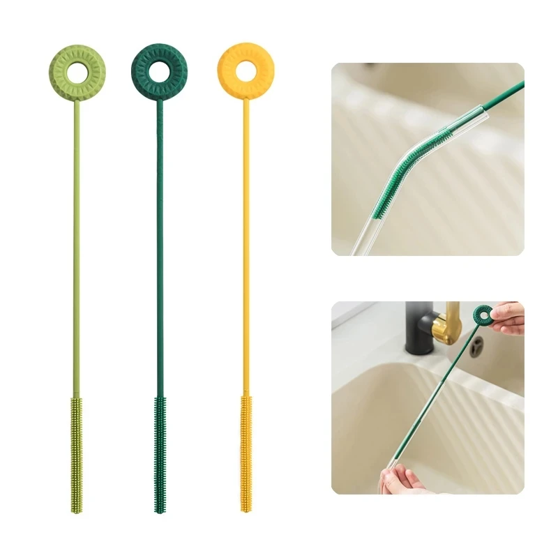 

Silicone Straw Cleaning Brush Reusable Eco-Friendly Drinking Straw Cleaner Brush Soft Hair Cleaning Tool Does Not Hurt The Straw