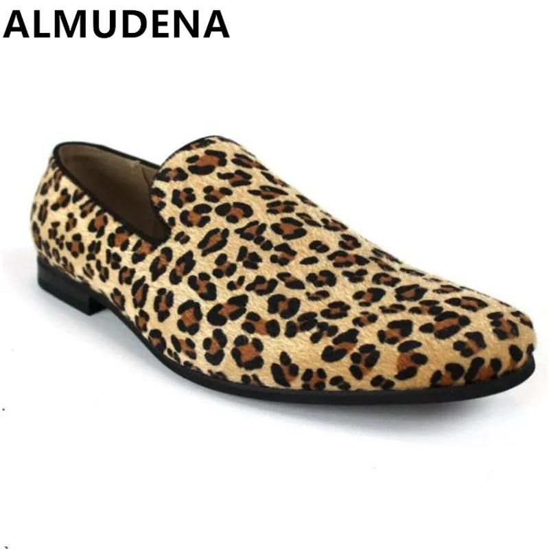 Summer Loafers Leopard Men Shoes Fashion Slip On Suede Concise Adults Casual Shoes Flat Low Heels Breathable Shoes Outside Shoes