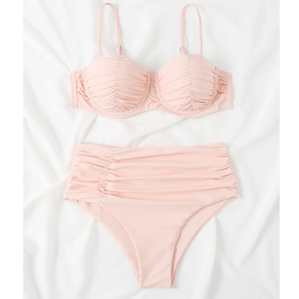 Рисунок 3 - Однотонное Плиссированное бикини с высокой талией