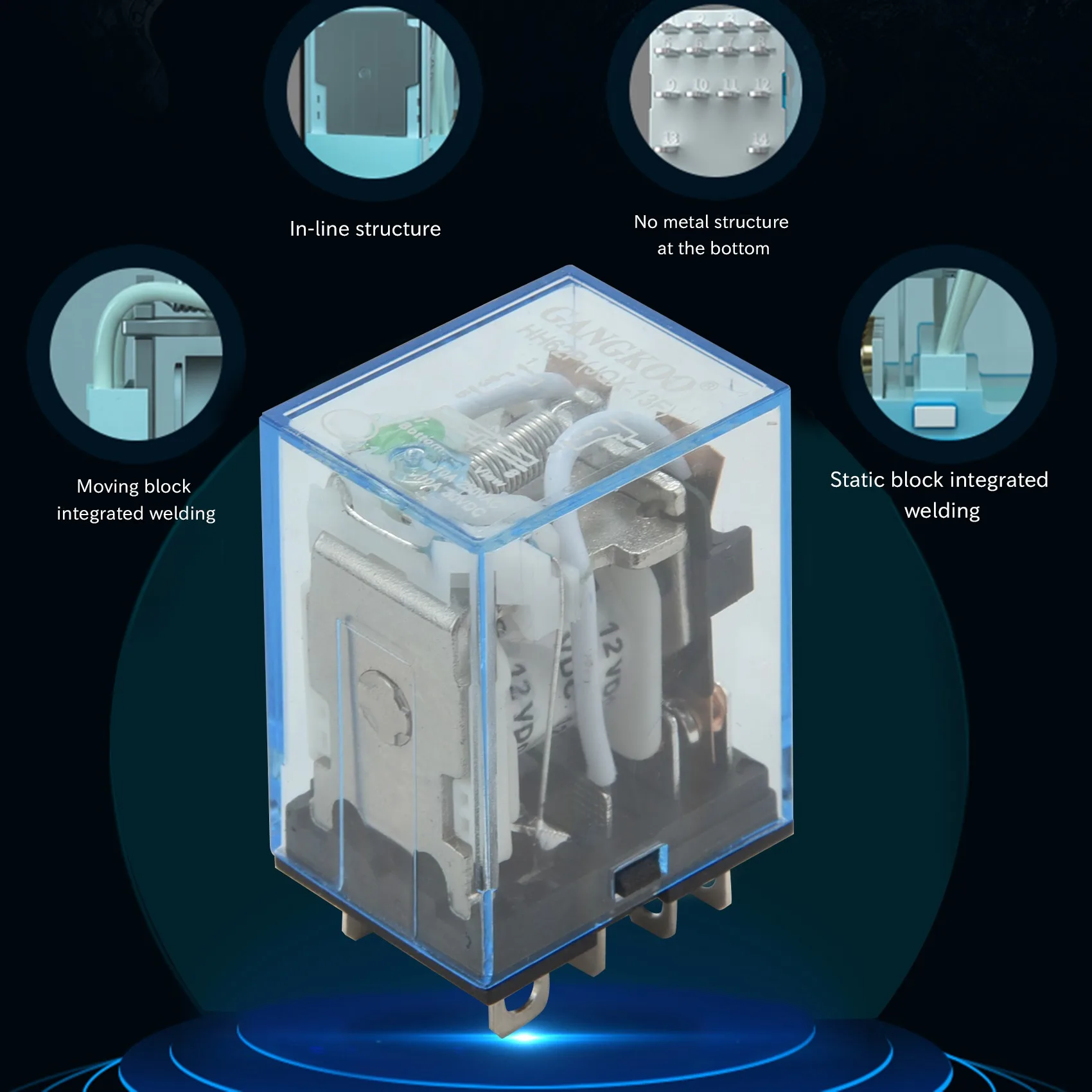 Реле мощности катушки 12 В постоянного тока DPDT LY2NJ HH62P-L 10A с основанием разъема PTF08A