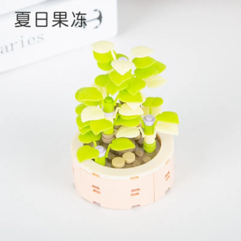 

Building blocks bouquet 3D model toys home decoration plants potted summer jelly assembled building blocks girl toys