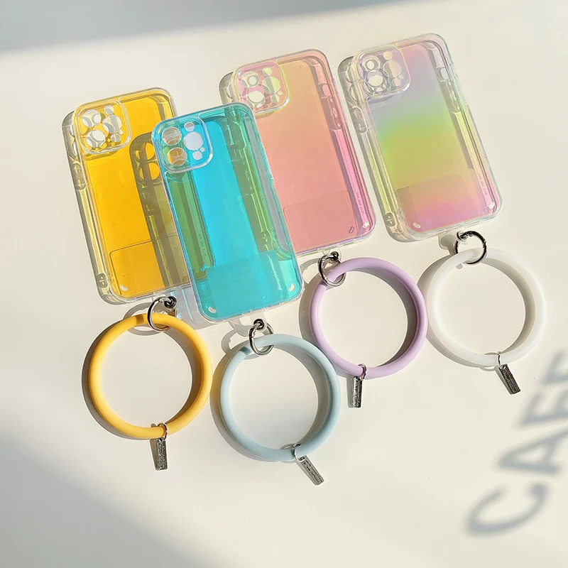 

Laser Protective Case Phone Case for IPhone 12 13 Pro Max Mobile Phone Case for IPhone 12 13 Silicone Bracelet Lanyard Case