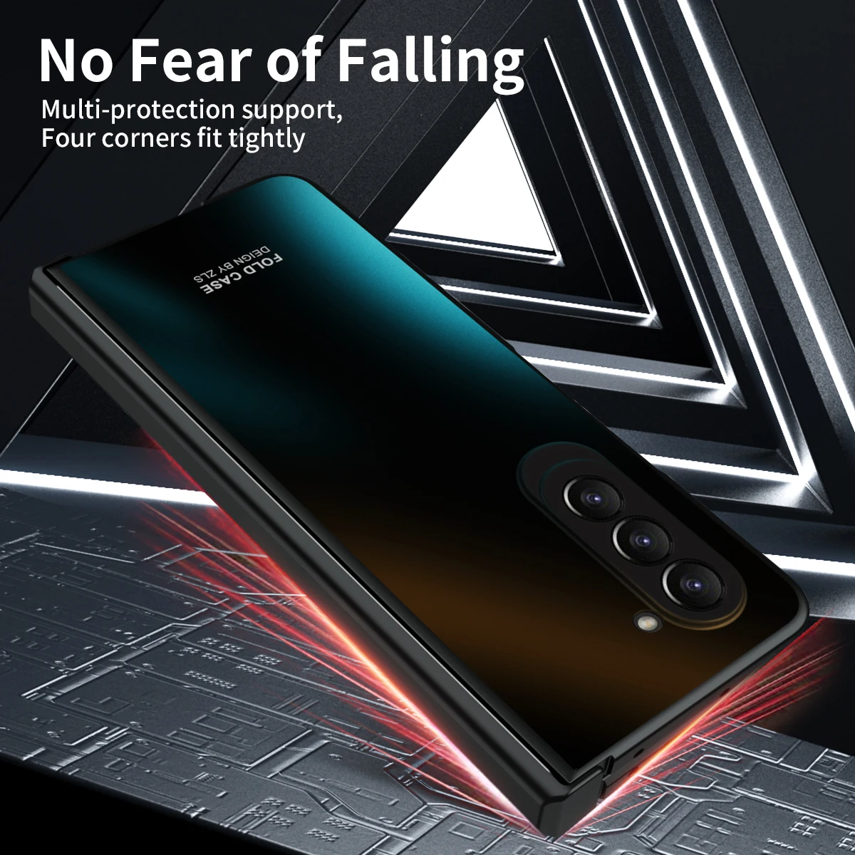 For Samsung Galaxy Z Fold 5 Case Solid Color Electroplated Smooth With Screen Tempered Film All-inclusive Shockproof Hard Cover