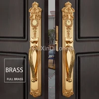 1Set American Luxury Antique Brass Villa Entrance Door Lock Entry Door Lock Double-open Folio Door Lock Door Handles Lock FG1056