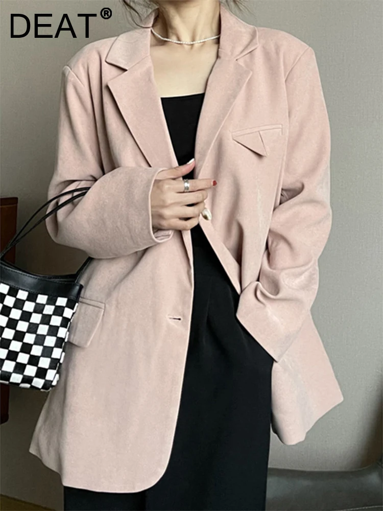

DEAT Fashion Women's Blazer Loose Notched Collar Single Breasted Full Sleeve Candy Color Suit Jackets Autumn 2023 New 17A8949