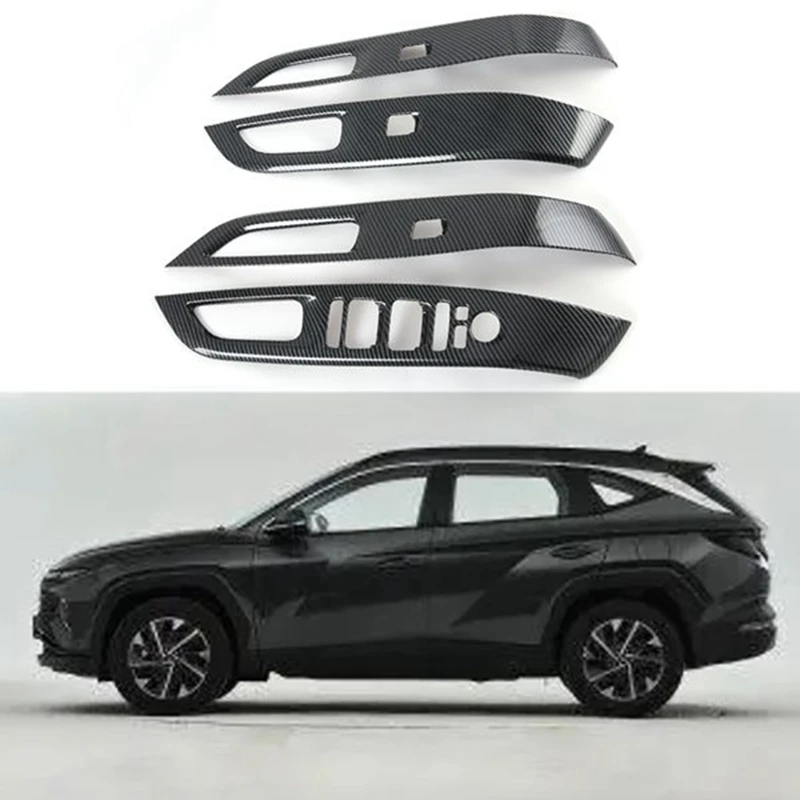Наклейки на стеклоподъемник автомобиля для Hyundai Tucson L Nx4 2021-2022 углеродное волокно
