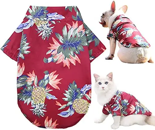 

Summer Camp Beach Flower Pineapple Pet Outfit Coat, Cool Lapel Jacket Custome, Dog Apparel for Small Medium Large Extra Large