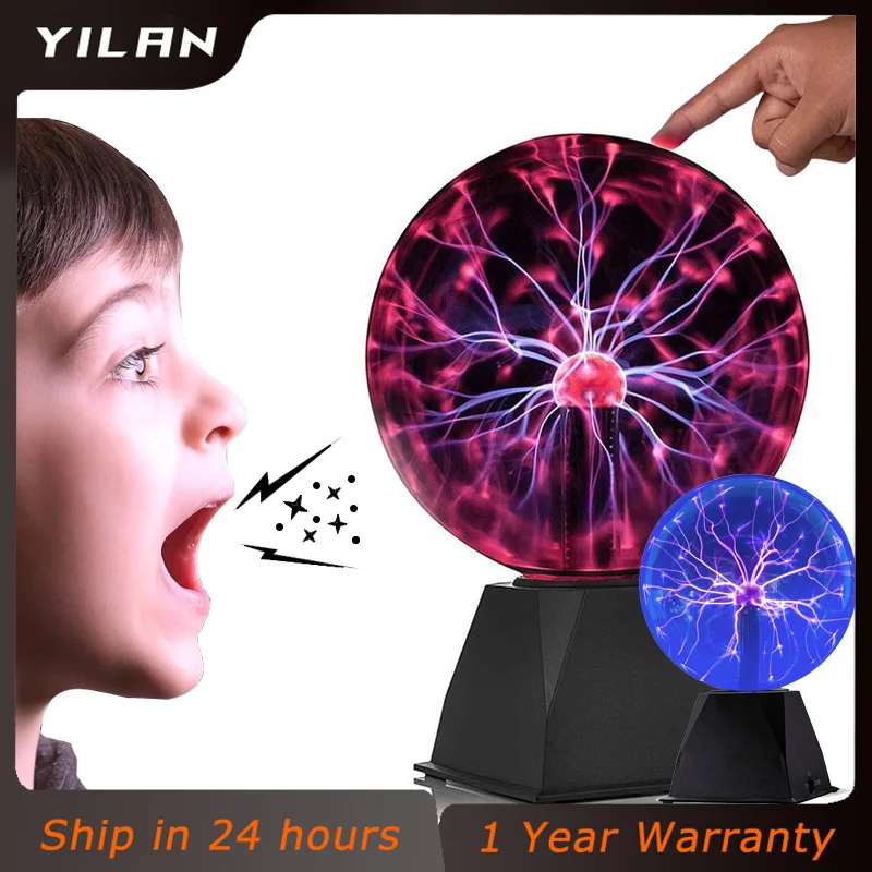 

Big Plasma Ball Lamp Glass Plasma Globe 8 Inch Party Magic Night Light Sound Sensitive Gift for Kids Christmas Birthday Dropship
