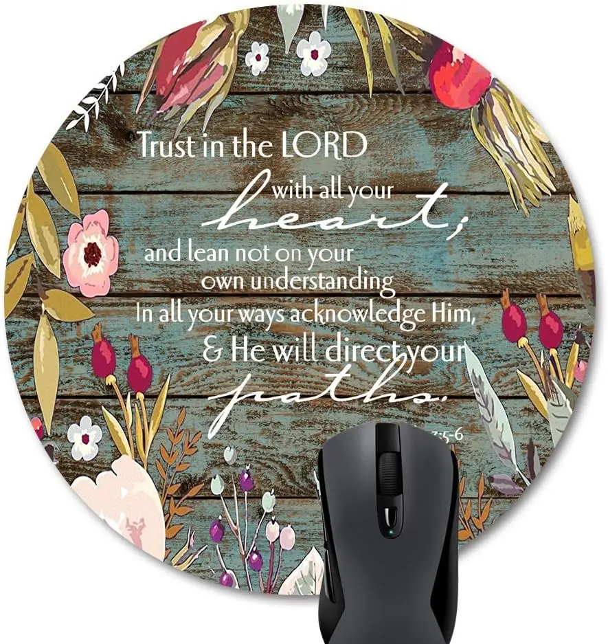 

Bible Verse Scripture Quotes Mouse Pad Non-Slip Rubber Mouse Pad Waterproof Mouse Mat for Office Laptop Computer 7.9" x 7.9"