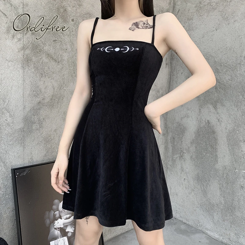 

Ordifree 2022 Summer Women Mini Dress Sleeveless Solid Embroidery Sexy Club Wear Short Black Velvet Dress
