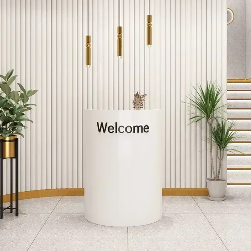 Маленькая современная стойка регистрации офис ресторан кабинет белая касса