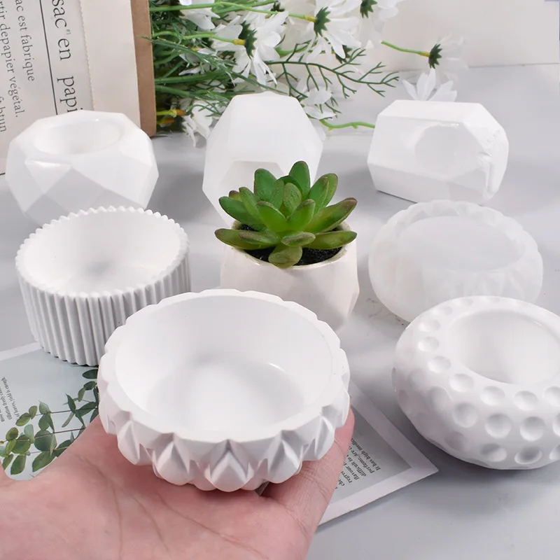 

DIY Vase Silicone Molds Concrete Aromatherapy Plaster Fleshy Flower Pot Moulds Candle Jar Gypsum Epoxy Resin Storage Box Mould