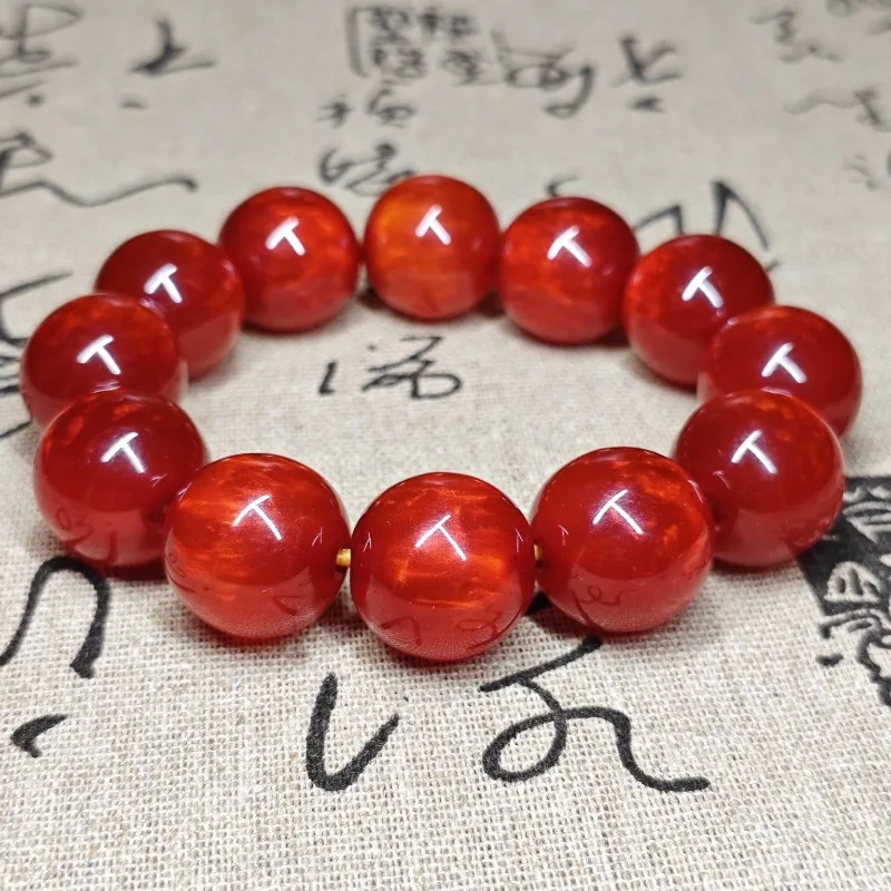 Огненно-красные смоляные круглые бусины эластичный браслет игрушка в этническом