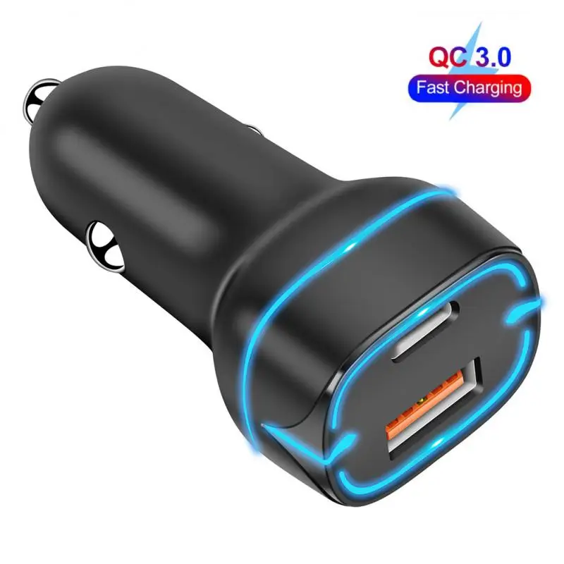 

Автомобильное зарядное устройство 45 Вт, 12 В, автомобильное USB-гнездо QC3.0 Type C, кабель для быстрой зарядки, автомобильный адаптер для телефона ...