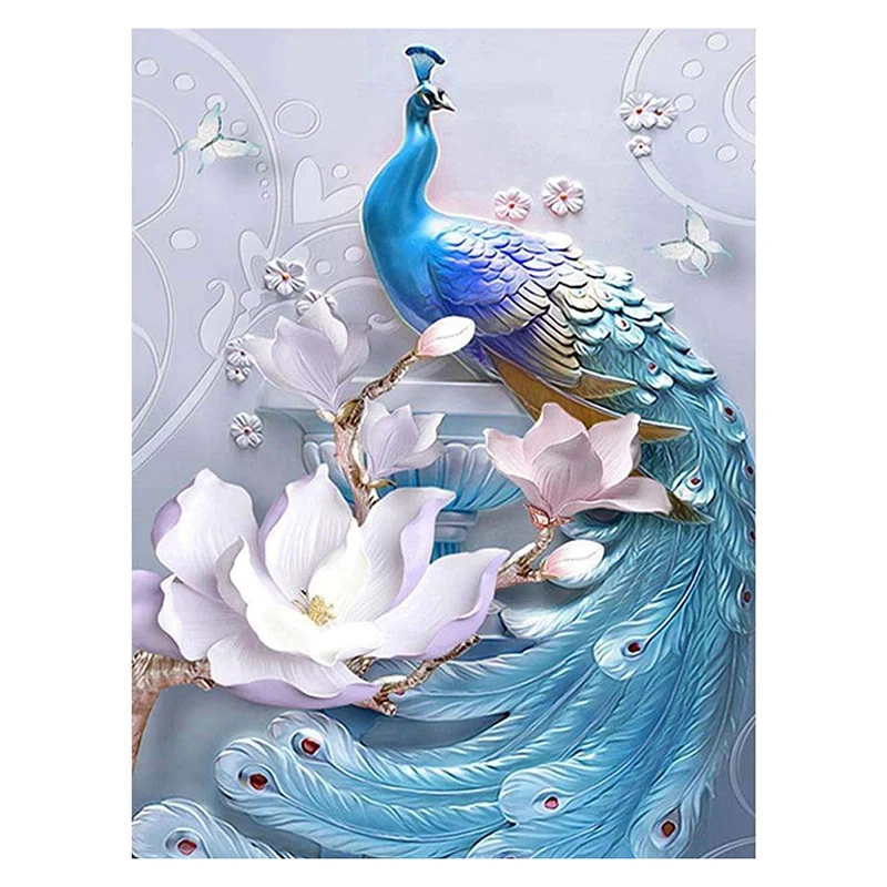 

Round Diamond Full Diamond Diamond Painting Set DIY Set Living Room Kitchen Decoration Peacock Flower