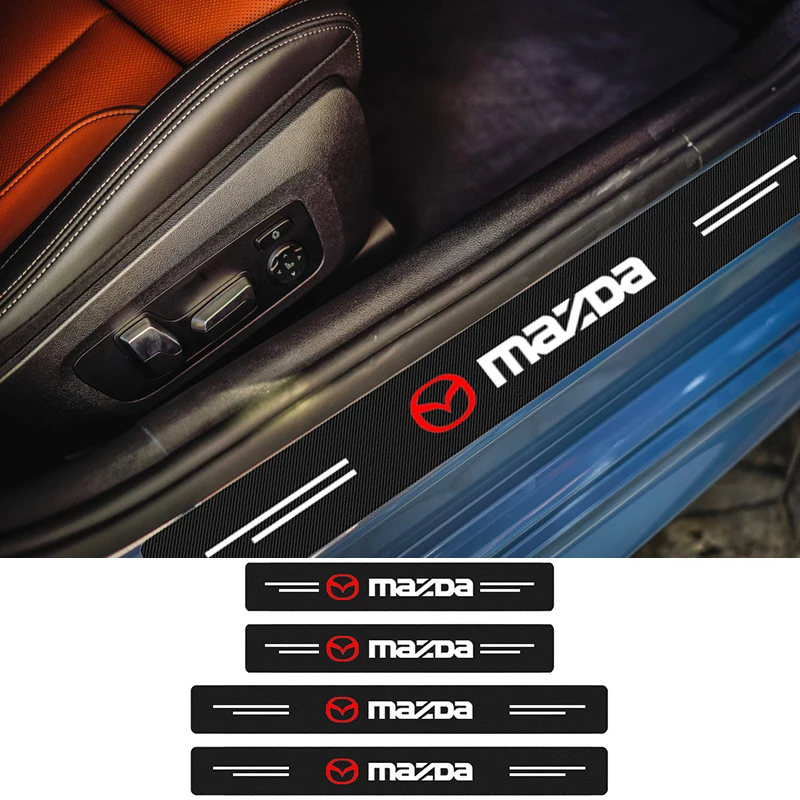 

4pcs Car Door Sill Scuff Plate Carbon Fiber Protector Strip Stickers for Mazda 2 3 BL BM 6 GH GJ CX5 CX3 CX7 CX9 2018 2019 Goods