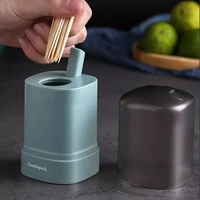 home furnishings transparent straw pressed automatic toothpick holder square toothpick box household storage container dropship