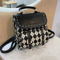 designer diamond pattern small backpack for women luxury brand shoulder handbags fashion female travel rucksack casual trend bag