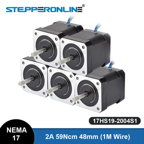 Шаговый электродвигатель Nema 17, 48 мм, 2 А, 17HS19-2004S1, Nema17, 59Ncm(84 унции), 4-проводной шаговый электродвигатель для ЧПУ 3D-принтера XYZ, 5 шт.