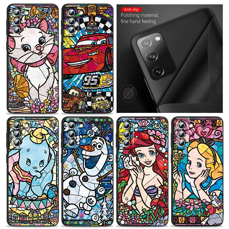

Mosaic Stitch Mickey Princess Phone Case For Samsung S22 S21 S20 S10 S8 Note 20 A9 A73 A71 A53 M52 A33 Ultra Plus FE Black