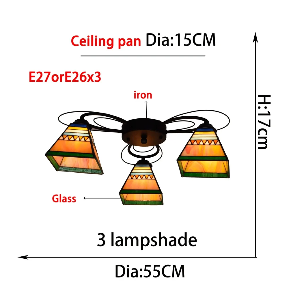 Люстра Тиффани 3 креативная потолочная лампа с несколькими насадками простая в