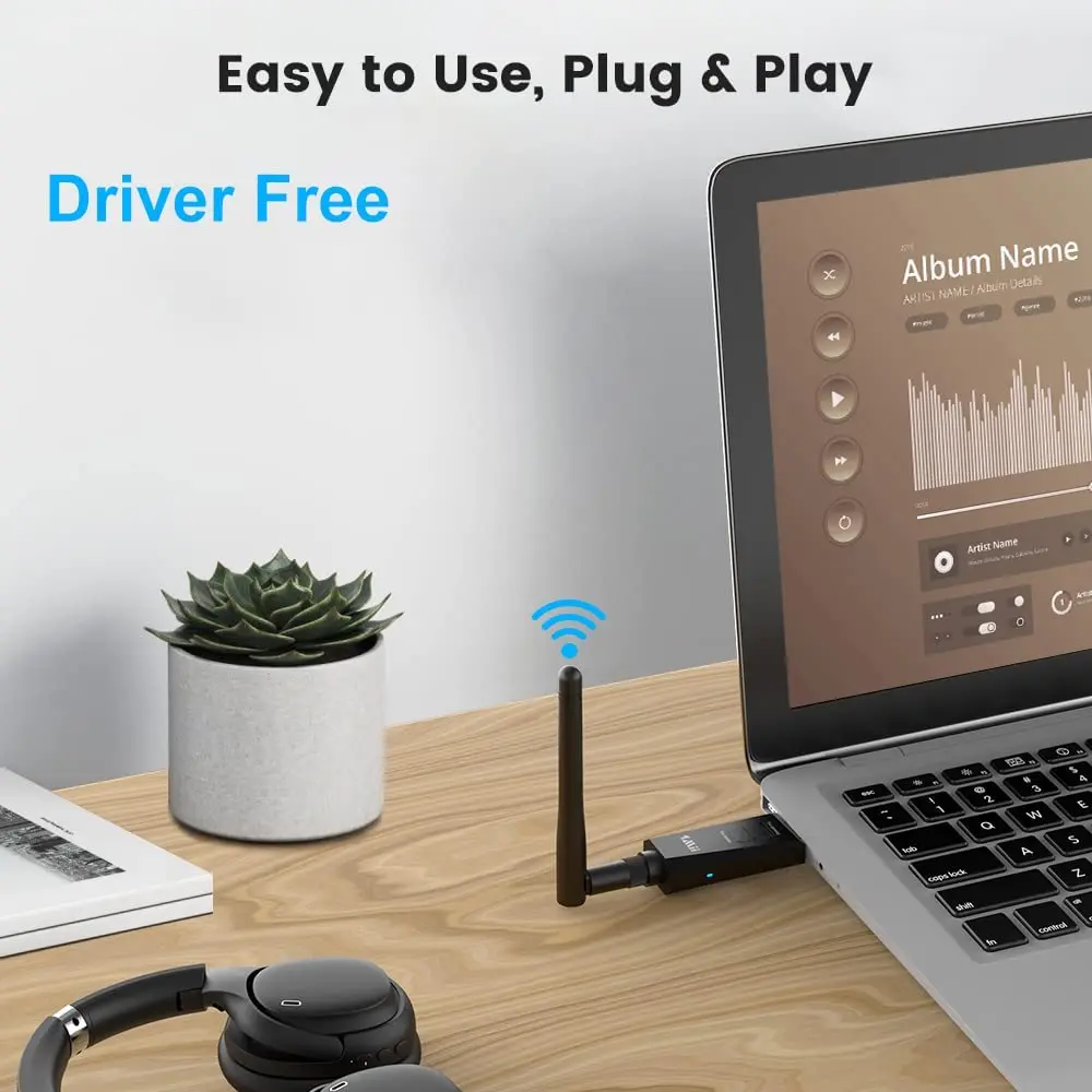 [Модернизированный] 1Mii USB Bluetooth-адаптер для ПК Mac ноутбуков PS5/PS4 аудио-адаптер с